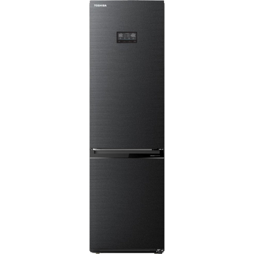 Combina frigorifica Toshiba GR-RB449WE-PMJ, 338 l, No Frost, Iluminare LED, Raft sticle, Touch control, Clasa E, H 185 cm, Antracit