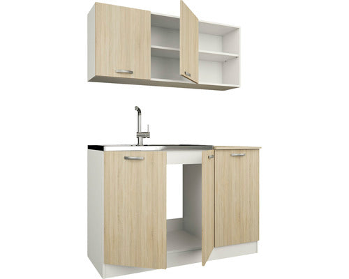 Mobila de Bucatarie, L 120 cm, Alb/Stejar Sonoma