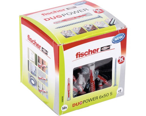 Set Dibluri Nylon Cu Surub Duopower 6x50 Mm, 50 Bucati