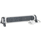Prelungitor rotativ Legrand Revolution L694508, USB tip A si C, 3A-5V 15W, 3 prize, protectie supratensiune, intrerupator iluminat, indicator LED, sectiune cablu 3x1.5mm, cordon 1.5m, Alb/Gri