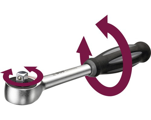 Antrenor Cu Clichet Wgb 1/4" 185mm, 60 Dinti, Maner Rotativ, Crom-vanadiu