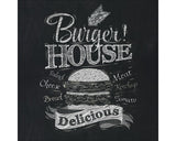 Tablou Sticla Burger House 20x20 Cm