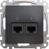 Priza TV, Schneider Electric, 2 x RJ45, Incastrat, 6UTP, Antracit