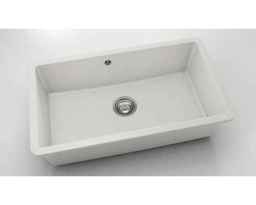 Chiuveta Bucatarie Cu O Cuva Fat Avangard 232 76x46 Cm Fara Picurator, Montare Sub Blat, Fatgranit White