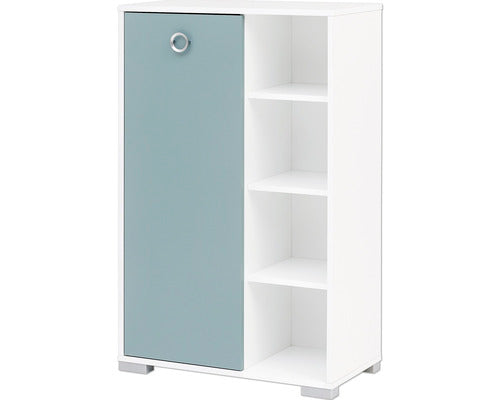 Dulap Baie Midi Asezat Kimi HB 650, 1 Usa, PAL, 105,2x65,3 cm, Alb Creta Albastru