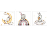 Set 3 Tablouri Canvas Rabbit, 3x 25x25 Cm