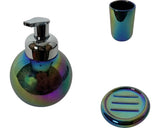 Set Dozator Sapun Lichid, Sapuniera Si Pahar Ceramica Cromat