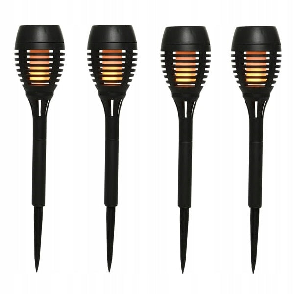 Set 4 Felinare de Gradina Lumineo Solare, Negru, 7.5x27cm