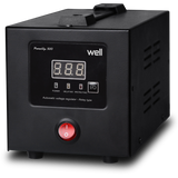 Stabilizator automat de tensiune cu releu, WELL PowerUp, 500VA/300W, Monofazic, Tip conector: 1xSchuko, Protectie: supraincalzire, scurtcircuit