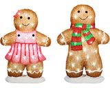 Set 2 Figurine Baiat Si Fata 48 Led-uri H 46 Cm Alb Rece