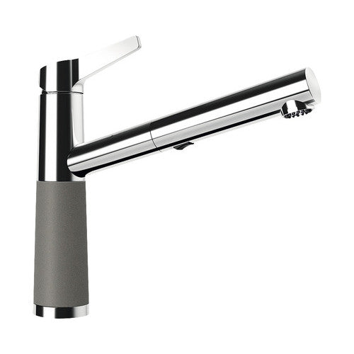 Baterie bucatarie cu dus extractibil SC-510, 2 tipuri de jet, cartus ceramic, Cristalite Asphalt