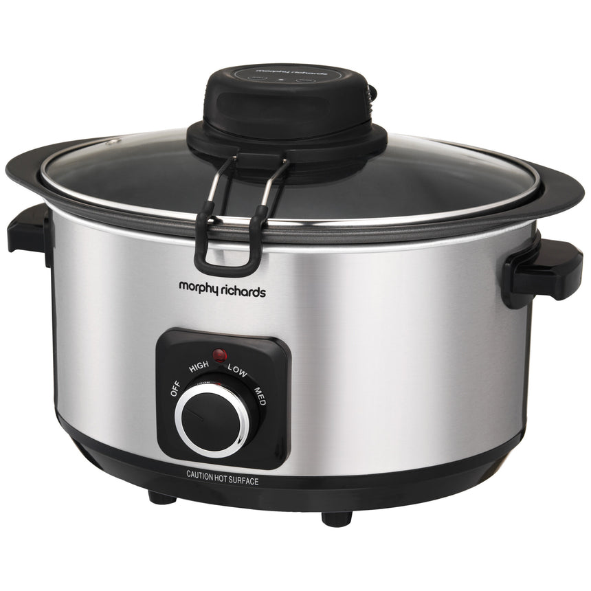 Slow Cooker Morphy Richards Auto Stir 461010, 6.5l, Argintiu