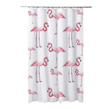 Perdea dus textila, Frandis, 180x200 cm, poliester, alb/roz, model flamants rose