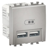 Priza dubla incarcare USB, argintiu