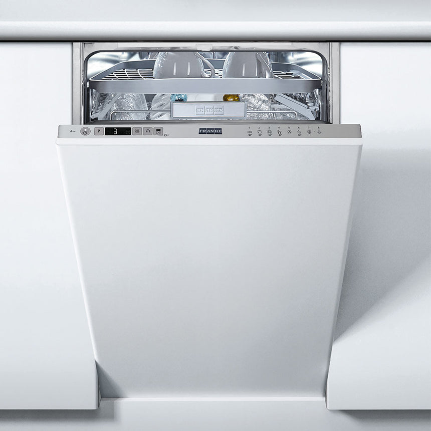 Masina de spalat vase incorporabila Franke FDW 4510 E8P E, 10 seturi, 8 programe, Clasa E, Display Digital, Aqua Stop, 45 cm