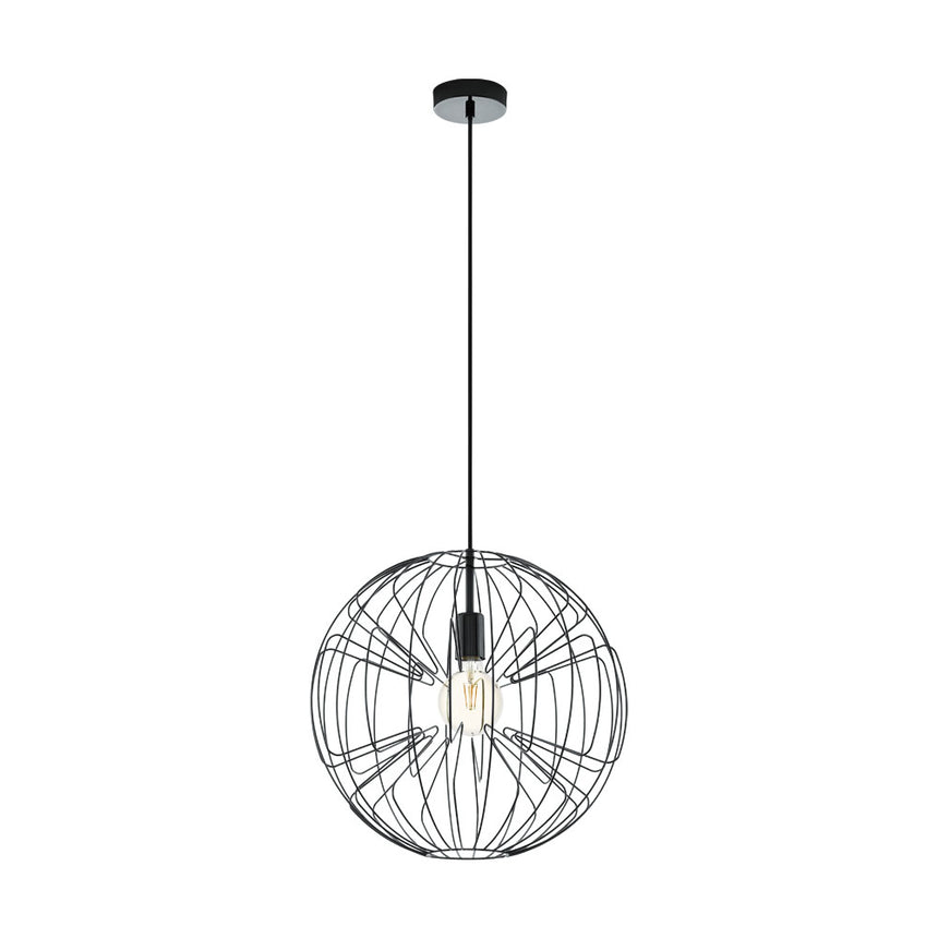Pendul OKINZURI, EGLO, E27, 1x60W, otel, nichel, negru, 110 x 45 cm, inaltime reglabila