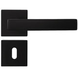 Maner usa interior, Verofer Clio, cu rozeta patrata pentru cheie, culoare negru mat, material zamac, 124x50mm