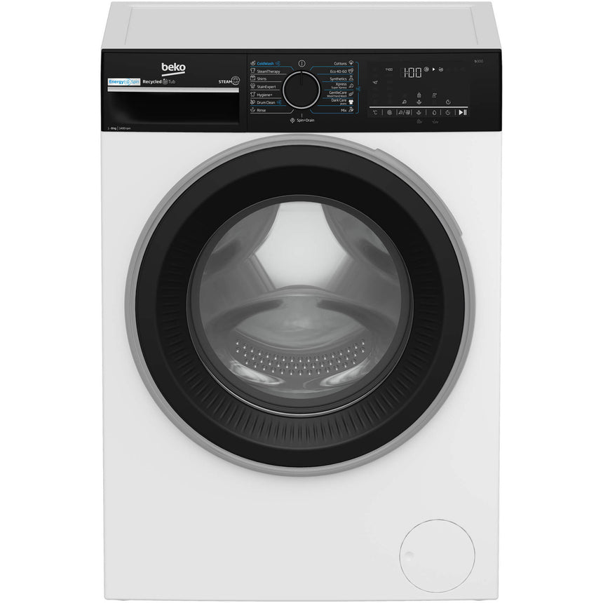 Masina de spalat rufe Beko B3WFU48415WBPBES, 8 kg, 1400 RPM, Clasa A, SteamCure, AddXtra, Motor ProSmart Inverter, AutoClean Detergent Drawer, Alb