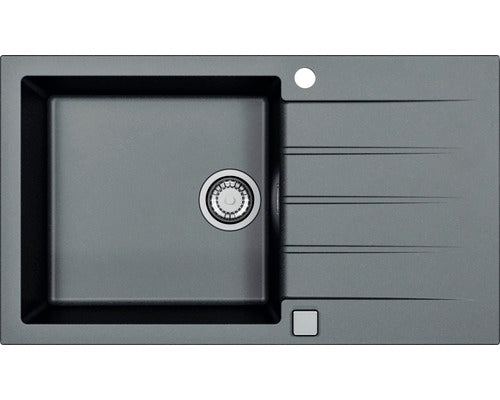 Pachet Chiuveta Bucatarie Alveus Cadit 40 Granital Negru + Baterie Monocomanda Kati + Dozator Sapun + Suport Scurgator