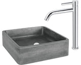 Lavoar patrat, montaj pe blat, dimensiune 40 x 40 cm, fabricat din ciment, culoare antracit