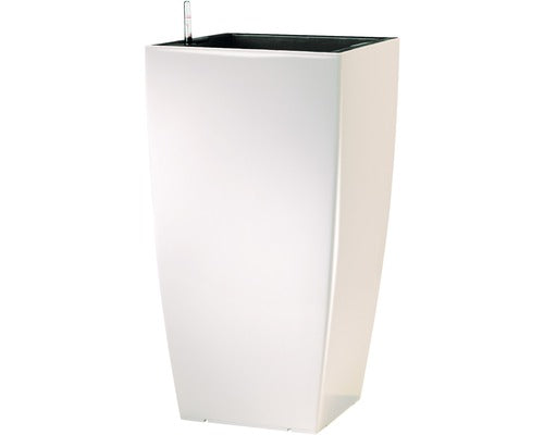 Ghiveci Tip Vaza Lafiora, Plastic, 36x36x66 Cm, Alb Lucios, Inclus Set De Udare A Pamantului Si Indicator Al Nivelului De Apa