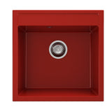 Chiuveta pentru bucatarie, 510x510x210, cuva adanca, Marmura Compozit, culoare rosu-Ruby Red