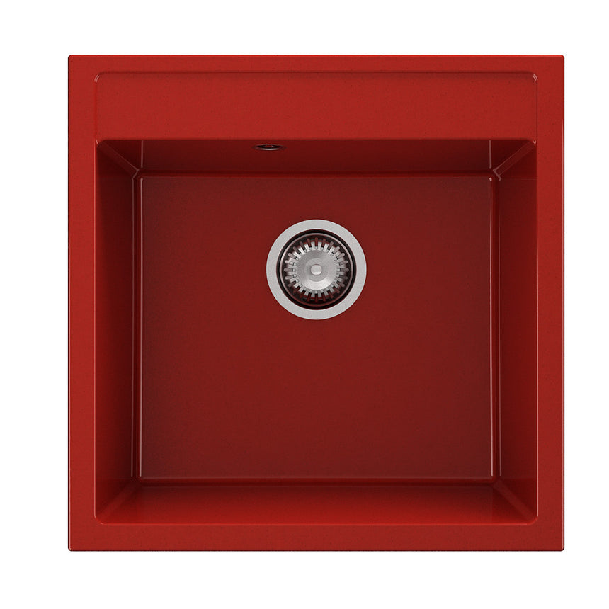 Chiuveta pentru bucatarie, 510x510x210, cuva adanca, Marmura Compozit, culoare rosu-Ruby Red