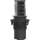 Multipriza incorporabila Bachmann Elevator 2 prize, IP20, H05VV-F 3G1,5mm², cordon 2 m + fisa Schuko montabila, Negru