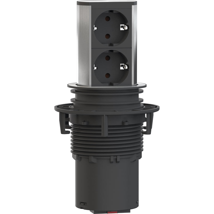 Multipriza incorporabila Bachmann Elevator 2 prize, IP20, H05VV-F 3G1,5mm², cordon 2 m + fisa Schuko montabila, Negru