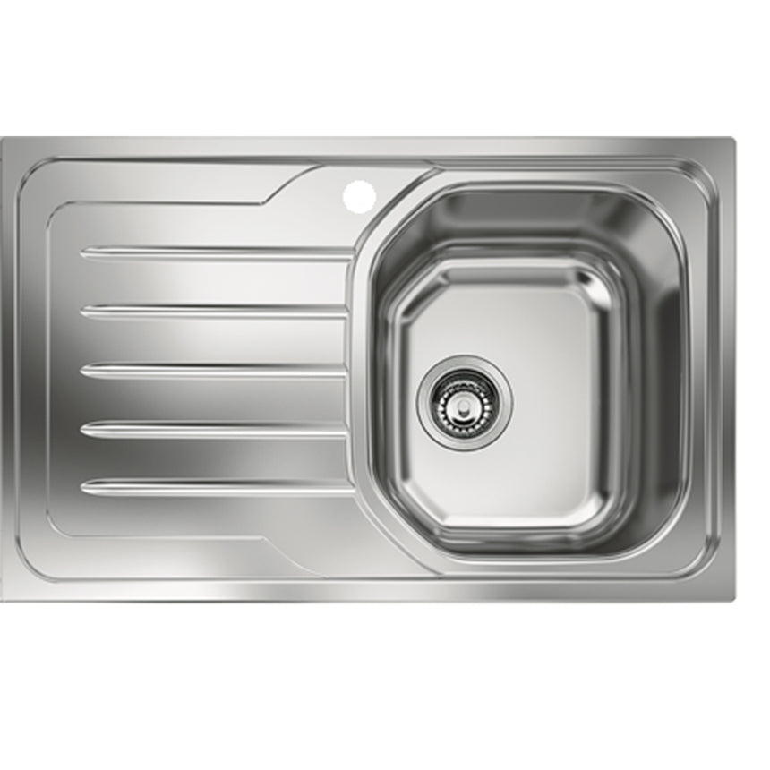 Chiuveta bucatarie Franke OLL 611 ST Dekor, 79x50cm, picurator stanga, include ventil de 3 1/2”, mastic si cleme de fixare, Inox