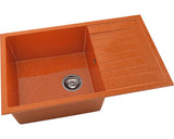 Chiuveta Bucatarie Cu O Cuva Fat Avangard 228 80x49 Cm, Cu Picurator, Reversibila, Marmura Compozita Silver Orange