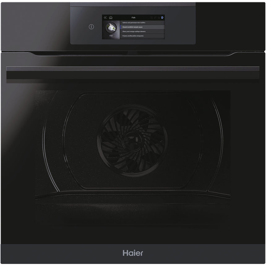 Cuptor incorporabil Haier HWO60SM6T5BH, Electric, 70 l, Autocuratare catalitica, Clasa A+, Conectivitate wi-fi, interfata I-Touch, Ghidaj telescopic, Softclose, Sticla neagra