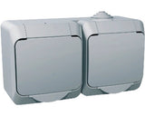 Priza dubla cu impamantare Schneider Cedar Plus WDE000623, IP44 gri, montaj aplicat orizontal