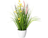 Planta Artificiala Amestec Iarba Cu Flori In Ghiveci H 46 Cm Galben