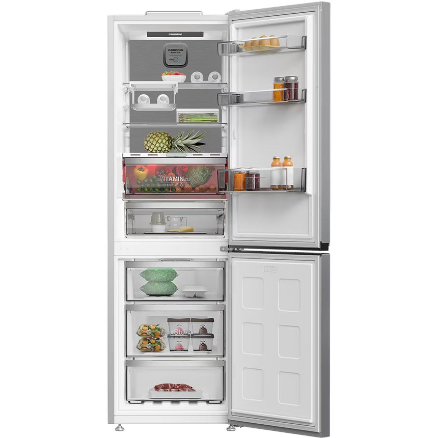 Combina Frigorifica GRUNDIG GKPN 66840 LXPW, No Frost, Duo Cooling, 316 l, H 186.5 cm, Clasa C, Argintiu