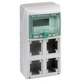 Tablou electric (cofret) Schneider Electric Kaedra 13179, 8 module, montaj aparent, cu 4 doze pentru prize/intrerupatoare, IP65