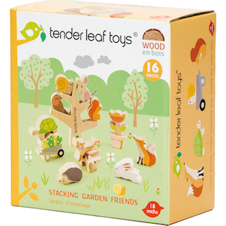 Set de joaca din lemn Tender Leaf Toys - Prietenii din gradina, 16 piese
