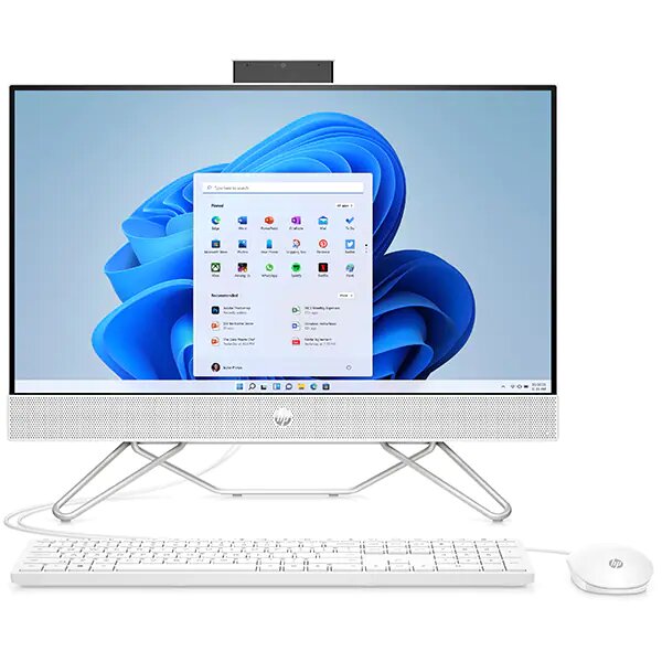 Sistem PC All in One HP 24-cb0010nq, AMD Ryzen 7 5700U pana la 4.3GHz, 23.8" Full HD Touch, 8GB, 2TB + SSD 256GB, AMD Radeon Graphics, Windows 11 Home, Alb