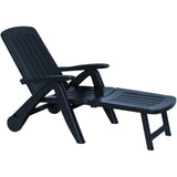 Sezlong de gradina pliabil Cancun, cu roti, plastic, 72x60x190 cm, grafit