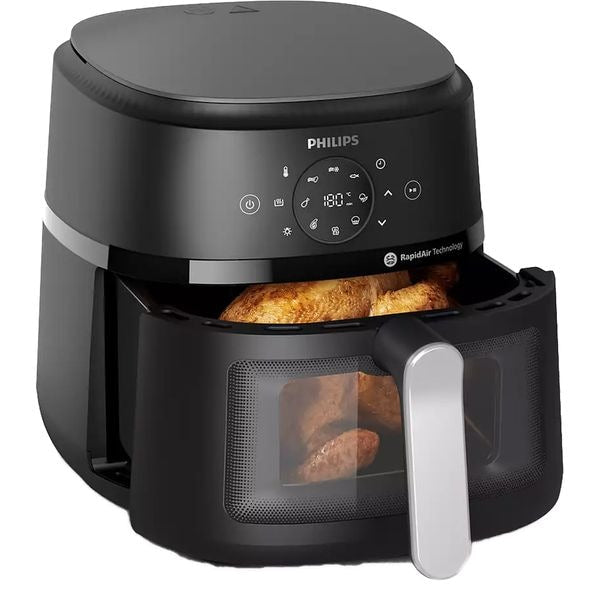 Friteuza fara ulei PHILIPS NA231/00 Airfryer Seria 2000, 6,2 litri, Ecran tactil, Tehnologie Rapid Air, Fereastra de gatit, 9 programe