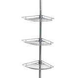 Etajera cu 3 rafturi de colt telescopica pentru baie sau dus, Frandis, inaltime maxima 276 cm, metal cromat