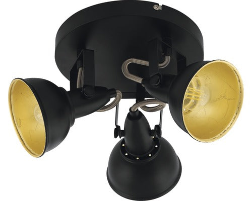 Plafoniera Cu Spoturi Alrakis E14 Max. 3x28w, Negru/auriu