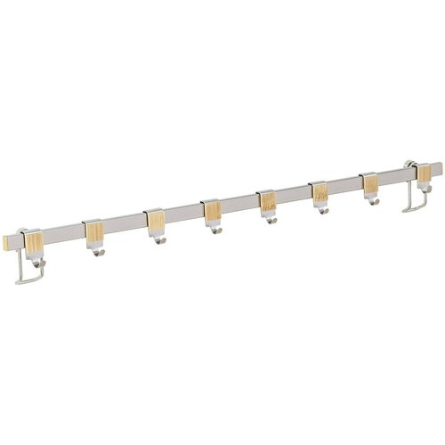 Cuier de bucatarie cu 8 agatatori, Bamboo Premium, argintiu, 60x4 cm, Wenko