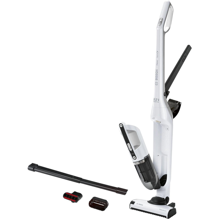 Aspirator cu acumulatori Bosch Flexxo Serie 4 BBH32551, 2 trepte de putere, filtru lavabil, Alb