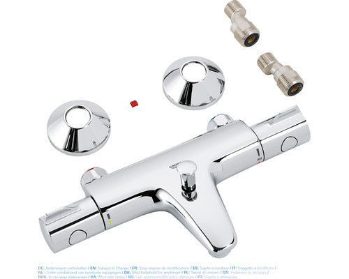 Baterie cada cu termostat Grohe Grohtherm 800, monocomanda, cartus ceramic, filtru impuritati, protectie reflux, diverter, Crom