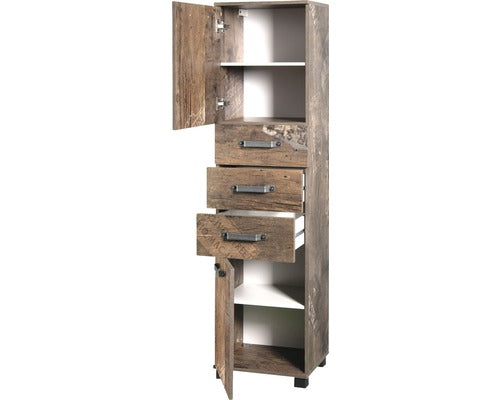 Dulap Baie Inalt Milan 400, 2 Usi 3 Sertare, PAL, 163,7x40,3 cm, Stejar Panama