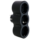 Adaptor priza Legrand Revolution L694519, 3 prize frontale, 16A, Negru/Gri