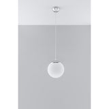 Lampa suspendata Ugo alb/crom otel/sticla 1 bec minge minimalist de interior