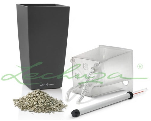 Ghiveci Lechuza 'maxi Cubic' Cu Sistem De Irigare 14x14x26 Cm Antracit