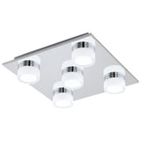 Plafoniera Romendo 1, EGLO, 96544, LED, 5x7.2W, 2850 lm, 3000K lumina calda, otel, crom, sticla, 32 x 32 x 7 cm, IP44
